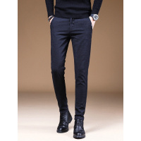 男款裤子春秋修身男裤潮流纯色弹力简约休闲长裤男士