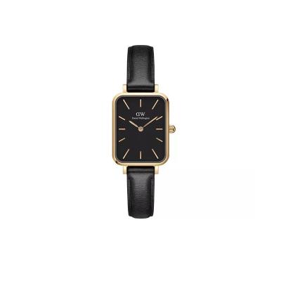 丹尼尔惠灵顿(Daniel Wellington)女款机械表优雅矩形黑色表盘金色不锈钢表壳皮革表带