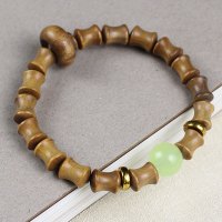 厂家直销创意绿檀手串竹节小巧男女情侣手链饰品檀木文玩自然清香送女朋友老婆情人节七夕生日礼物