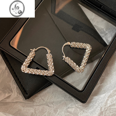 JiMi欧美波光粼粼几何金色碎银子耳环女小众设计感高级独特耳钉耳饰潮