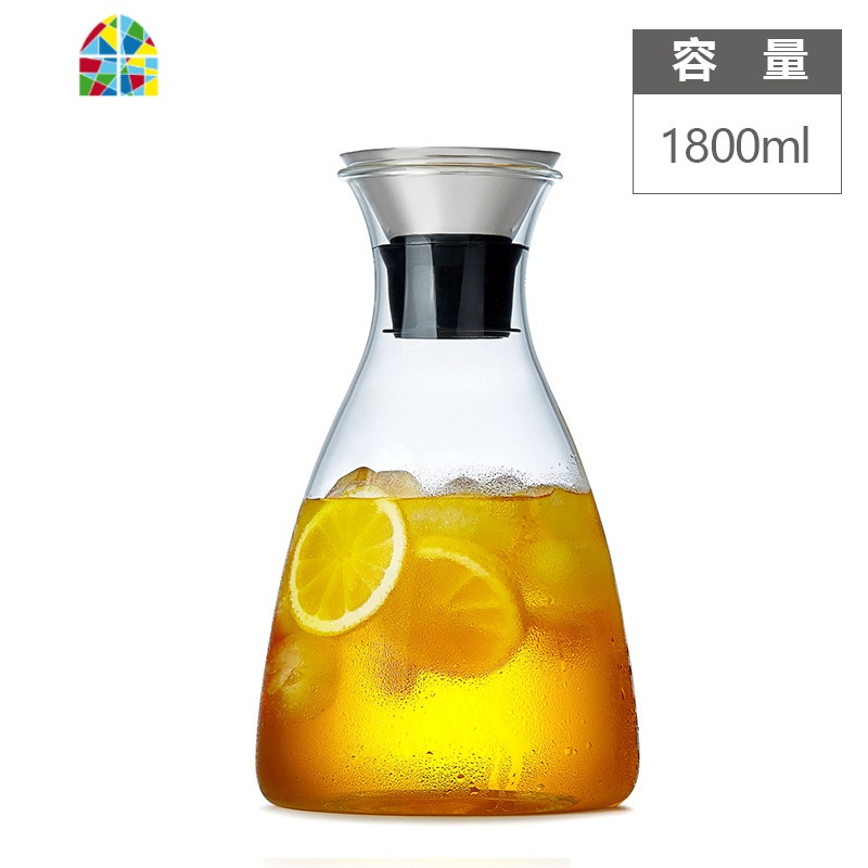 简约玻璃凉水壶可高温冷水壶北欧茶壶凉杯耐热果汁壶扎壶家用水瓶 FENGHOU 1800ml单壶+4个简易杯+茶盘