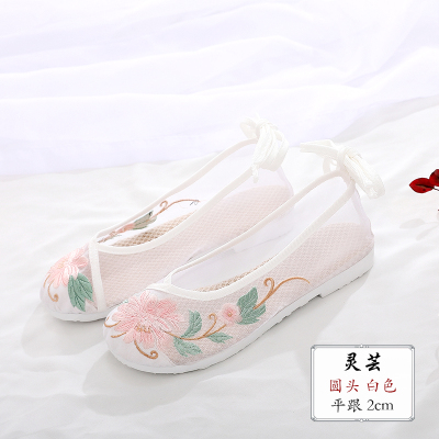 枫述网纱绣花鞋镂空网布夏季汉服鞋女鞋明制淡雅古风布鞋女平底学生鞋