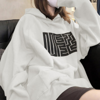 复古加绒卫衣女秋冬季新款韩版学生印花连帽宽松外套上衣女潮