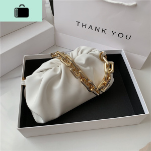 新款2020网红bv云朵包粗链条褶皱腋下包法棍包小众设计皮女包潮NEW LAKE女士单肩包