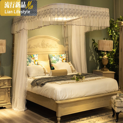 u型轨道导轨蚊帐1.5/1.8m床家用公主风加密加厚纹账1.2/2米新款 三维工匠