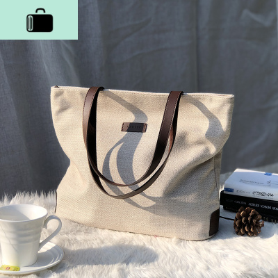 帆布包女单肩托特包文艺休闲日系百搭厚购物袋大容量2019新款女包NEW LAKE女士单肩包