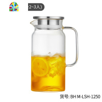 冷水壶玻璃耐热高温防爆家用大容量凉白开水杯子茶壶果汁扎壶套装 FENGHOU 1580ML+4杯+竹子茶盘(加厚)凉水壶