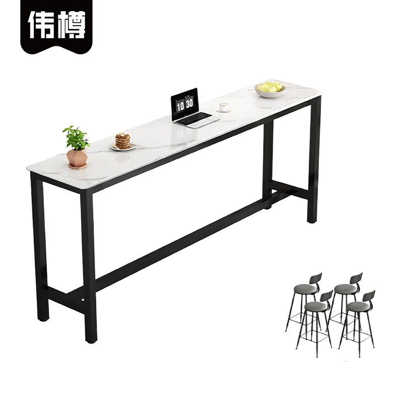 伟樽岩板吧台桌200*40*105cm+椅子*4套