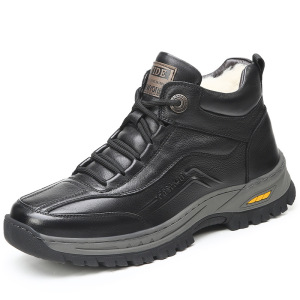 头层牛皮羊毛雪地靴男冬季真皮加绒保暖皮鞋高帮皮毛一体男士棉鞋