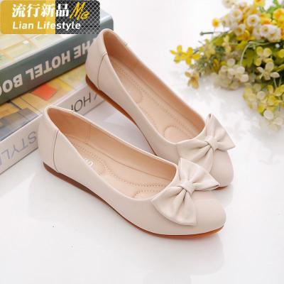 单鞋女2020春季新款软底豆豆鞋平底皮鞋百搭休闲圆头孕妇浅口防滑知义(ZHIYI)休闲鞋