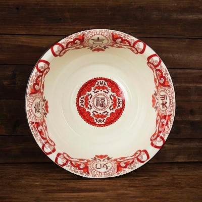 JING PING加厚搪瓷盆中式搪瓷盆 婚庆盆 搪瓷洗脸盆 搪瓷洗脚盆