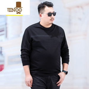 YANXU圆领长袖体恤衫胖子宽松薄款卫衣男士加肥加大码休闲套头上衣