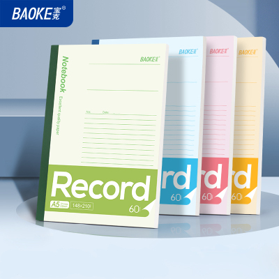 宝克(BAOKE)405A 白卡纸封面笔记本子无线胶装软抄本办公记事本软面抄学生日记作业本[A5/40张]混色 1本装