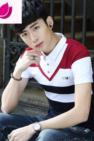 七斓男士假套短袖T恤2020夏季衬衫领体恤带领韩版T桖修身青年夏装