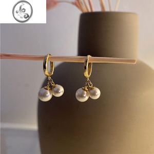 JiMi14K包金耳钉女淡水珍珠气质精致耳坠日韩可爱风灵动耳环耳饰 一对