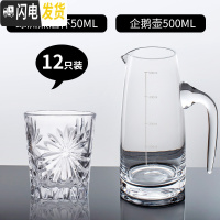 三维工匠白酒杯小号家用水晶玻璃二两一口杯烈酒具酒盅白酒分酒器套装 绿洲烈酒杯50[12只]+500企鹅壶
