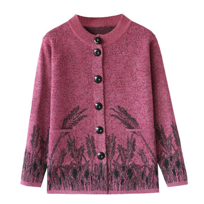 广赫中老年人秋装开衫毛衣女老人上衣服装妈妈春秋针织保暖外套奶奶装夹克