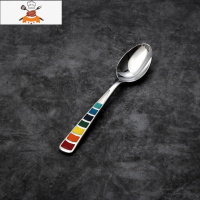 西餐刀叉套装家用不锈钢牛排刀叉勺子四件套七彩珐琅式西餐餐具 敬平 珐琅大勺