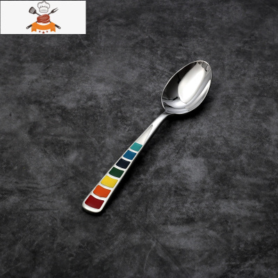 西餐刀叉套装家用不锈钢牛排刀叉勺子四件套七彩珐琅式西餐餐具 敬平 珐琅大勺