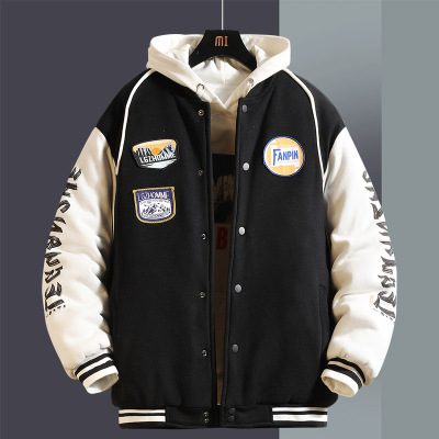 NEWLAKE潮牌棉衣棒球服棉衣大码美式街头运动衫冬季加绒加厚夹克外套棉袄棉衣