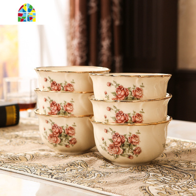 欧式陶瓷碗米饭碗盘金镶边餐具吃饭碗碗筷碗碟套装家用组合 FENGHOU 12英寸树叶盘(1个装)