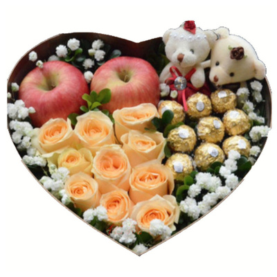 全国同城配送香槟玫瑰圣诞节礼物平安夜苹果礼盒平安果创意浪漫送女生朋友小礼品滨州章丘胶南胶州平度莱西巢湖合肥余姚临安鲜花店