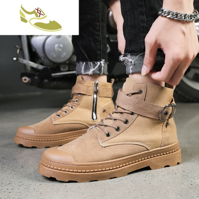 喻娄品牌秋季2019新款男士马丁靴男鞋高帮男英伦短靴子工装鞋中帮鞋子
