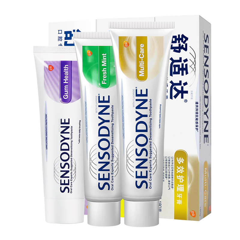舒适达牙龈护理牙膏100g*1 清新薄荷牙膏120g*1 多效护理牙膏180g*1