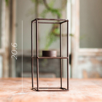 家柏饰(CORATED)几何正方体烛台铁艺工业风LOFT复古怀旧装饰摆件拍摄道具 长方体小号