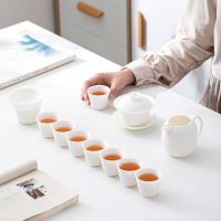 苏氏陶瓷(SUSHI CERAMICS)素烧白瓷功夫茶具套装德化中国白送礼陶瓷茶具茶杯泡茶盖碗