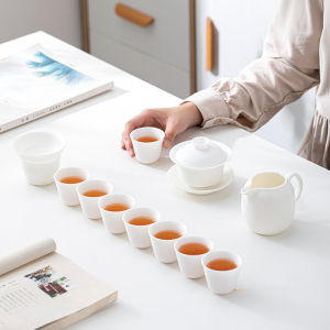 苏氏陶瓷(SUSHI CERAMICS)素烧白瓷功夫茶具套装德化中国白送礼陶瓷茶具茶杯泡茶盖碗