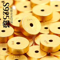 S925纯银镀金古法素面直切隔片垫片文玩隔珠药片手串佛珠DIY饰品