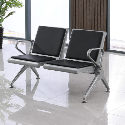 域赢机场椅连排椅等候椅公共座椅银行医院输液椅-黑色2人位