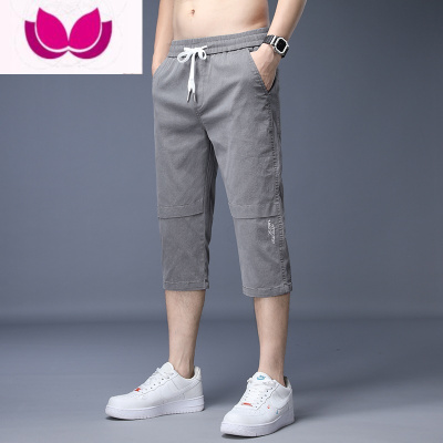 七斓七分休闲短裤男士夏季薄款宽松直筒中裤新款百搭青年潮牌运动马裤