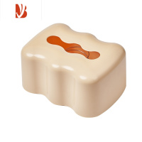 三维工匠法式奶油风纸巾盒客厅简约抽纸盒轻奢创意家用茶几摆件装饰品 嫩黄