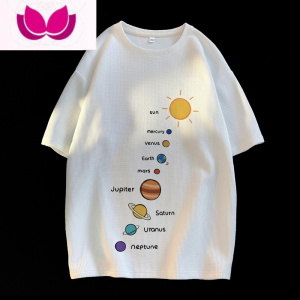 七斓华夫格短袖t恤男夏季港风宽松大码潮牌上衣ins百搭休闲学生体恤衫