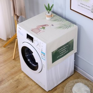 北欧简约棉麻冰箱罩防水盖布单双开冰箱巾洗衣机防尘罩微波炉罩 怡然自得 55*140cm(冰箱单开,洗衣机)