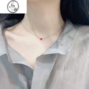JiMi极小迷你小红心桃心钛钢项链女玫瑰金色可爱心形ins小红书锁骨链 18K玫瑰金极简小红心