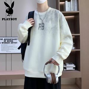 花花公子新款高品质卫衣男潮流宽松套头青少年脏脏布渐变长袖学生单穿