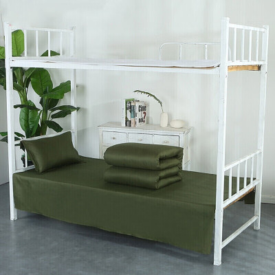 煊煜军绿色床上用品三件套 全棉床品三件套学生军训用床单被套枕套