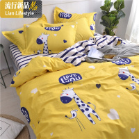 四件套床单棉棉简约北欧风被套网红款床上用品三件套件家用夏 三维工匠