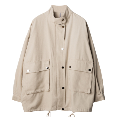 FISHBASKET老陈同学红色工装外套女2020新款复古港味宽松短款风衣上衣风衣女