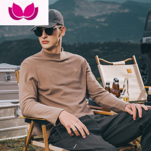 七斓 双面德绒半高领长袖T恤男内搭保暖体恤男装打底衫