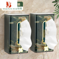三维工匠纸巾盒壁挂式洗脸巾收纳盒厕所卫生间抽纸盒轻奢厨房餐巾纸盒 透绿2个装[横竖两用,掉落包赔]