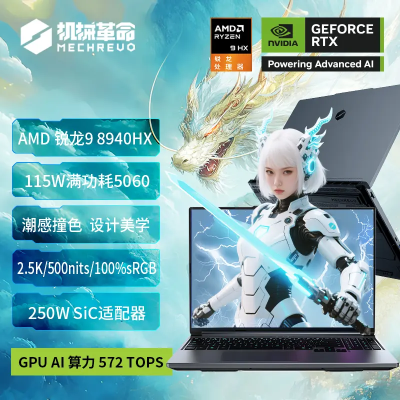 机械革命(MECHREVO)蛟龙16Pro 潮玩版 2025款 16英寸旗舰游戏本 强芯学生设计笔记本电脑 定制锐龙版R9-8940HX RTX5060 64G 2T 2.5K 灰