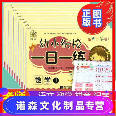 诺森正版-幼小衔接一日一练全套学前班升一年级衔接链接斜街6岁幼升小教材试卷测试卷拼音数学幼儿园大班练习册天天练1