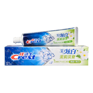 佳洁士3D炫白牙膏120g柠檬茶爽冰极薄荷家庭装小苏打亮白去渍