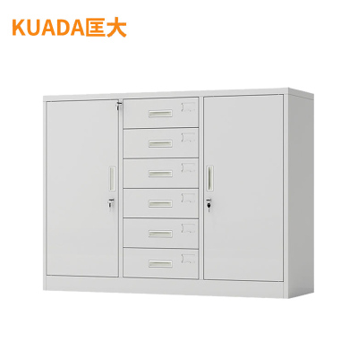 匡大文件柜铁皮柜办公文件资料储存柜钢制宽中六斗文件柜下节KDT369