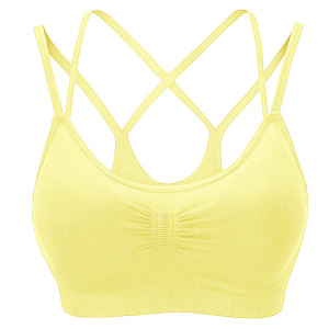 细肩带交叉美背瑜伽运动文胸速干跑步健身无痕运动内衣大码胸罩夏