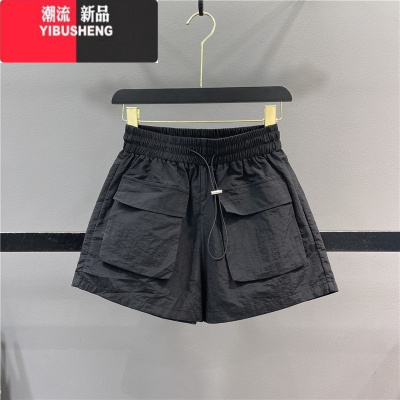 YIBUSHENG东大门2024新款显瘦松紧腰宽松薄款透气冰丝速干裤休闲裤女短裤